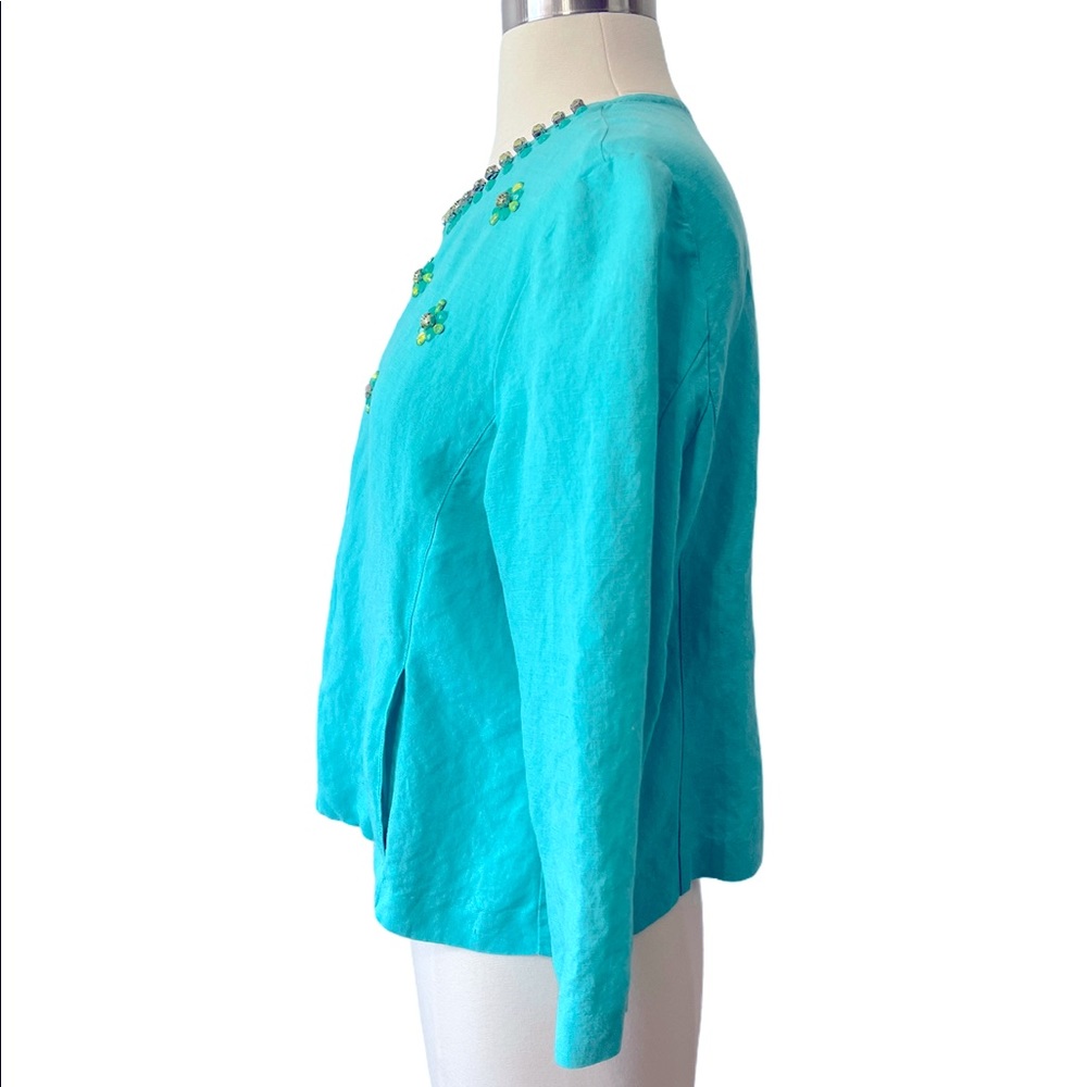 Ruby Rd. Petite Size 14P Embellished Linen Jacket - Picture 3 of 5